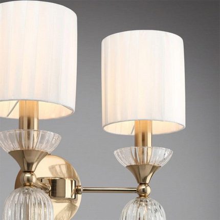 electroplated brushed brass with fabric shade wall light 1 2 aslam lighting pro