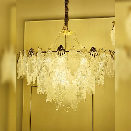 feather glass leaf chandelier copy